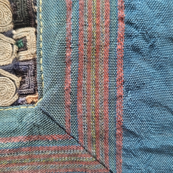 Set of 2 Handwoven black and blue square cushion covers - Picture 7 of 16